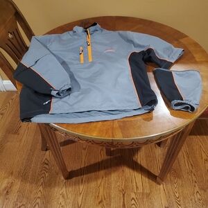 The Weather Co Gof Zip Off Sleeve Rain Jacket Sz Med Great Cond. Black Gray